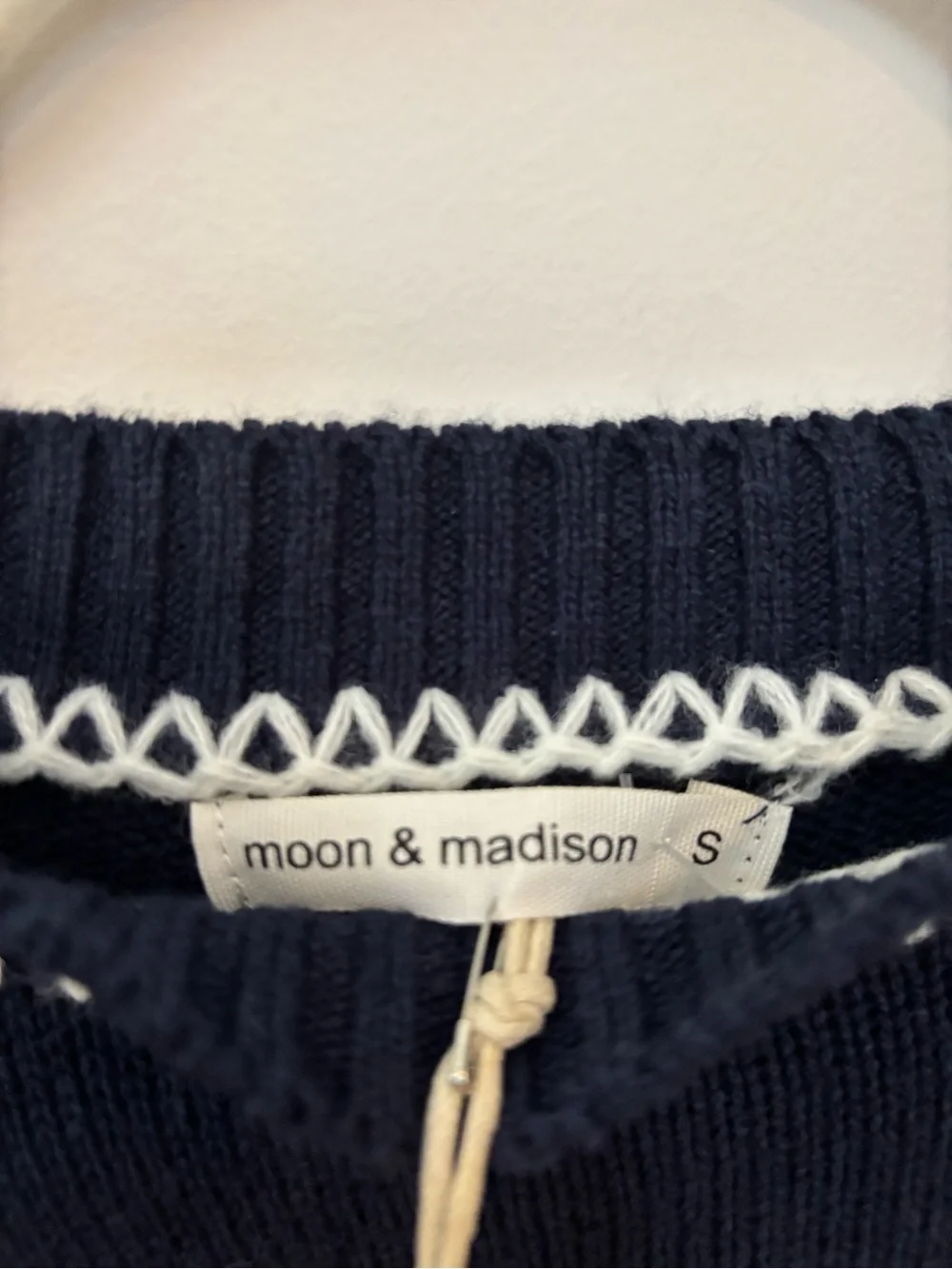 moon & madison Navy Crewneck Sweater with White USA Script